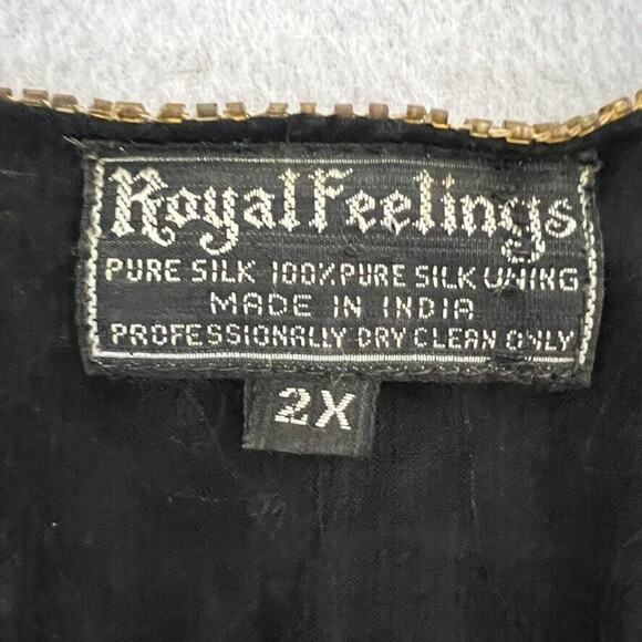 Royal Feelings Blouse Women 2X Sequined Beaded Abstract Graphic Vtg 80s Silk - Picture 11 of 13